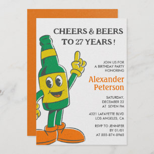 Vintage Funny Beer 27th birthday invitations Men