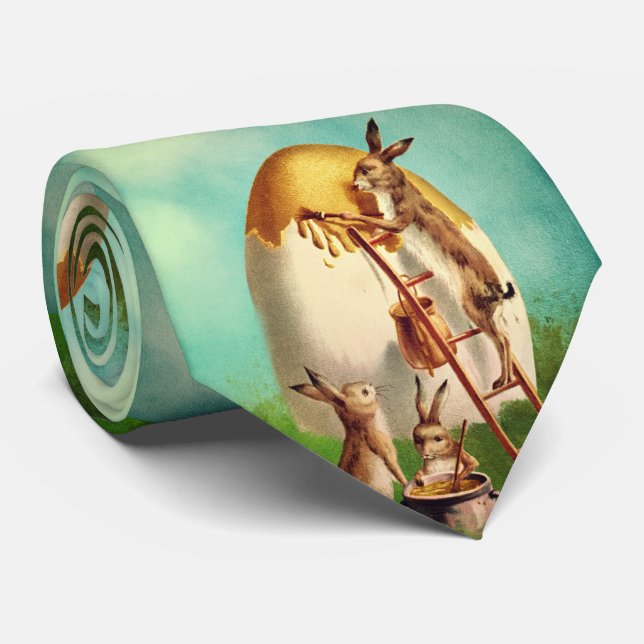 Vintage Funny Bunny And Easter Egg   Tie (Rolled)