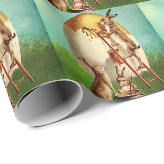 Vintage Funny Bunny And Easter Egg  Wrapping Paper (Roll Corner)