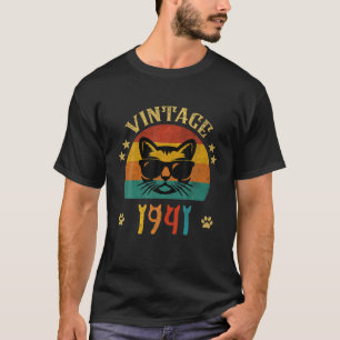 Vintage Funny Cat Birthday Gift 1941 Men Women 80 T-Shirt