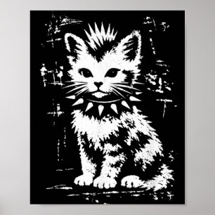 Vintage Funny Cat Punk Kitten Meme Men Women Kids Poster