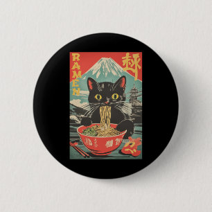 Vintage Funny Cat Ramen Anime Cat Japanese Graphic 6 Cm Round Badge