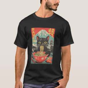 Vintage Funny Cat Ramen Anime Cat Japanese Graphic T-Shirt
