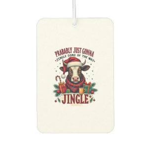 Vintage Funny Christmas Highland Cow Jingle Bell C Car Air Freshener