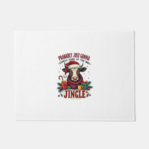 Vintage Funny Christmas Highland Cow Jingle Bell C Doormat