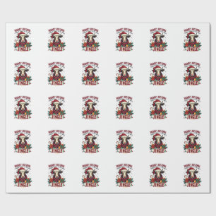 Vintage Funny Christmas Highland Cow Jingle Bell C Wrapping Paper
