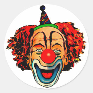 Vintage Funny Clown Classic Round Sticker