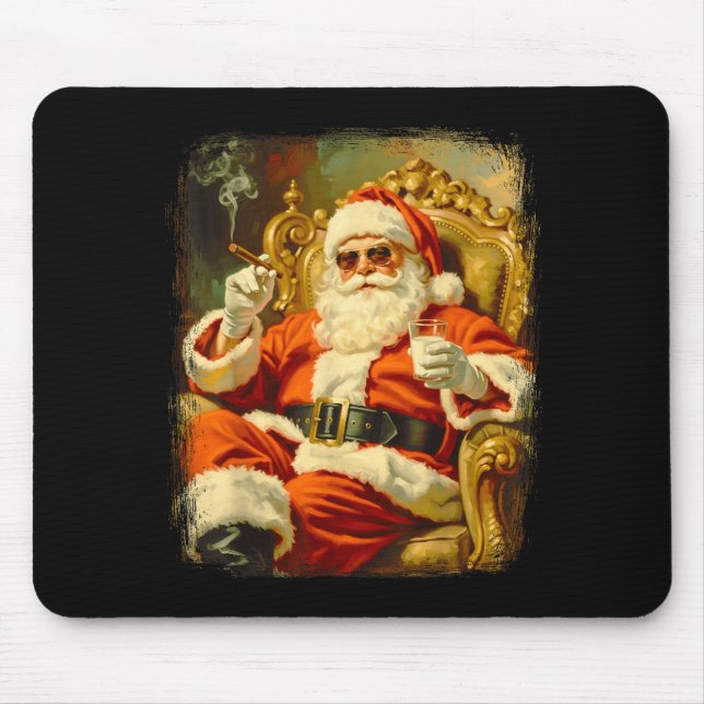 Vintage Funny Cool Big Boss Santa  Mouse Pad (Front)