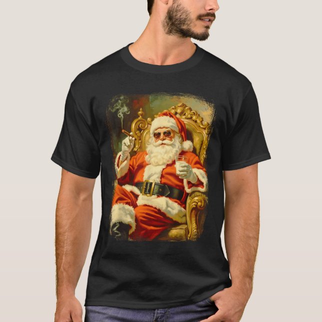 Vintage Funny Cool Big Boss Santa  T-Shirt (Front)
