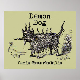 Vintage funny demon dog poster