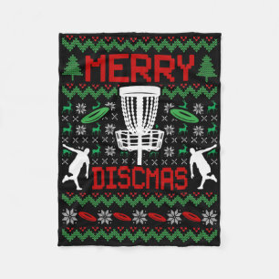 Vintage Funny Disc Golf Ugly Christmas Fleece Blanket