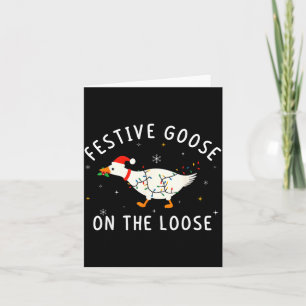 Vintage Funny Festive Goose On The Loose Christmas Card