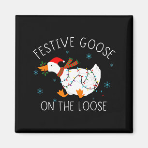 Vintage Funny Festive Goose On The Loose Christmas Magnet