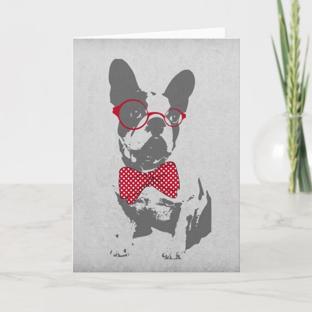 Vintage Funny French Bulldog Card (Front)
