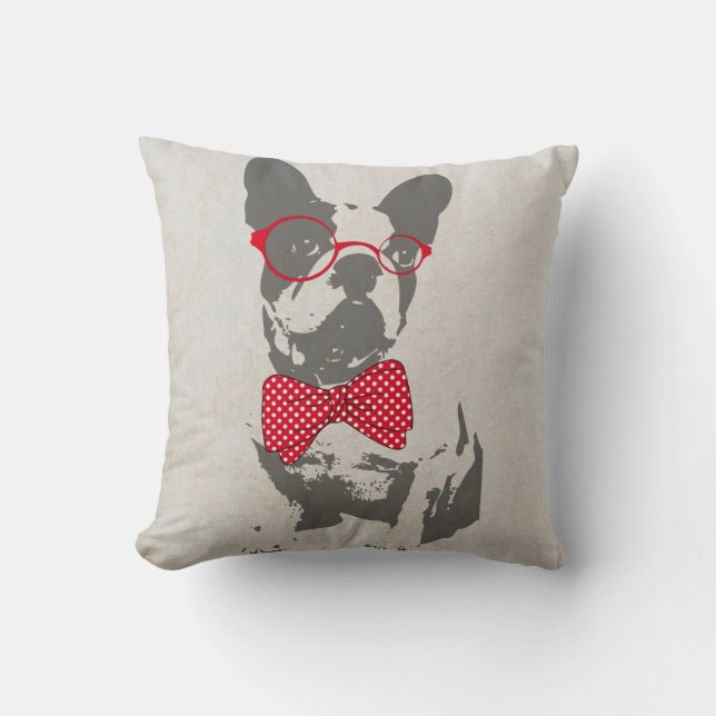 Vintage Funny French Bulldog Cushion (Front)