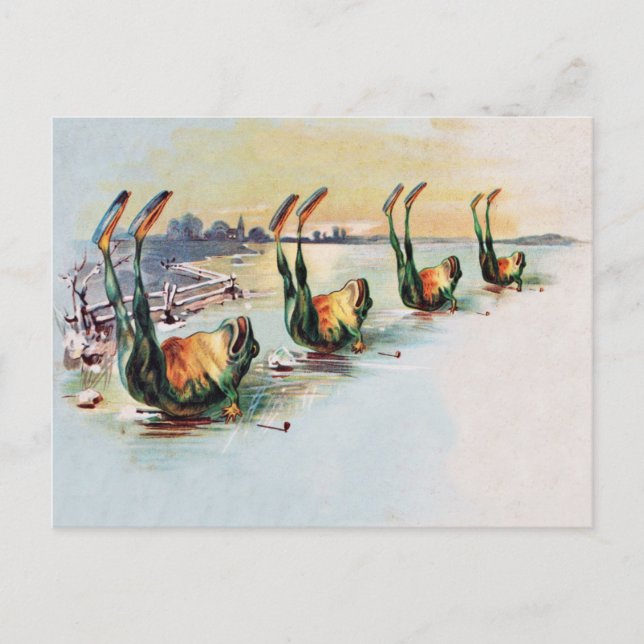 Vintage Funny Frogs Postcard (Front)