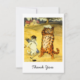Vintage Funny Golfing Cat & Caddie Thank You Card