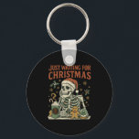 Vintage Funny Just Waiting For Christmas Skeleton  Key Ring<br><div class="desc">Vintage Funny Just Waiting For Christmas Skeleton Cute Xmas</div>