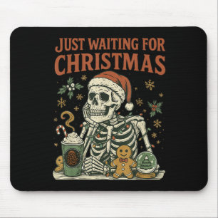 Vintage Funny Just Waiting For Christmas Skeleton  Mouse Pad