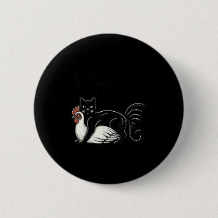 Vintage Funny Meme Cute Kitty Cat And Chicken What 6 Cm Round Badge