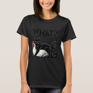 Vintage Funny Meme Cute Kitty Cat And Chicken What T-Shirt