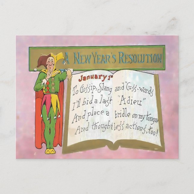 Vintage Funny New Year's Resolution Postcard (Front)