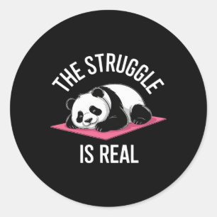 Vintage Funny Panda Yoga Gym Exercise The Struggle Classic Round Sticker