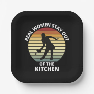 Vintage Funny Pickleball Women Paper Plate