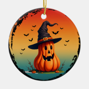 vintage funny pumpkin fall autumn season ceramic ornament