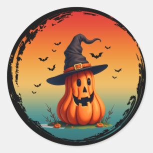 vintage funny pumpkin fall autumn season classic round sticker