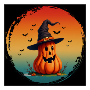 vintage funny pumpkin fall autumn season poster