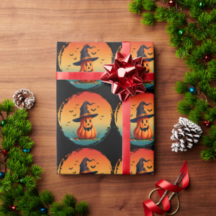 vintage funny pumpkin fall autumn season wrapping paper