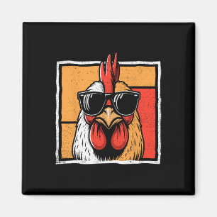 Vintage Funny Rooster Farmer Chickens Fathers Day Magnet