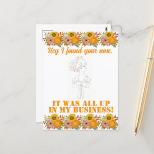 Vintage Funny Sarcastic Line Art Woman Postcard