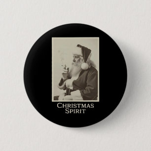 Vintage Funny Smoking Santa Claus Christmas Spirit 6 Cm Round Badge