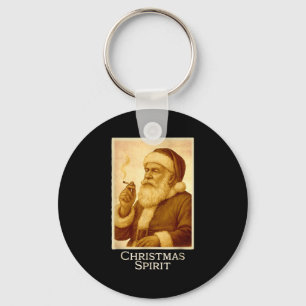 Vintage Funny Smoking Santa Claus Christmas Srit C Key Ring