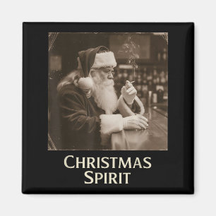 Vintage Funny Smoking Santa Claus Christmas Srit X Magnet