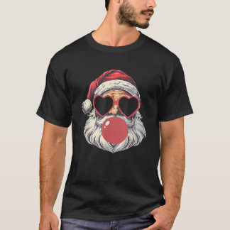 Vintage Funny Sunglasses Santa Blowing Bubble Gum  T-Shirt