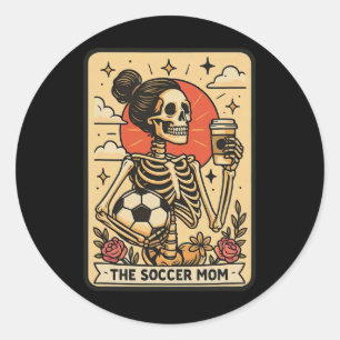 Vintage Funny The Soccer Mom Tarot Card Skeleton H Classic Round Sticker