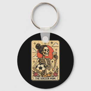 Vintage Funny The Soccer Mom Tarot Card Skeleton H Key Ring