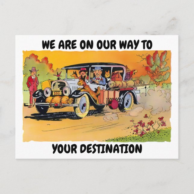 Vintage Funny Travel Destination Template Postcard (Front)