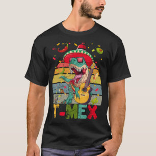 Vintage Funny Trex Dino Let's Fiesta Cinco De Mayo T-Shirt