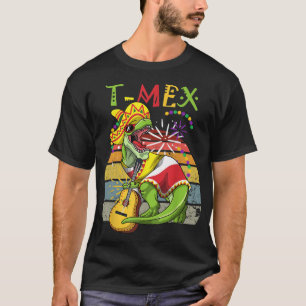 Vintage Funny Trex Dino Let's Fiesta Cinco De Mayo T-Shirt
