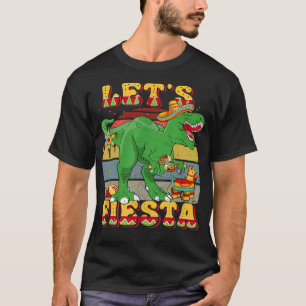 Vintage Funny Trex Dino Let's Fiesta Cinco De Mayo T-Shirt