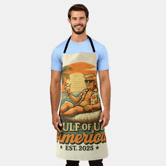 Vintage Funny Trump America's Gulf 2025 Apron (Worn)