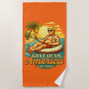 Vintage Funny Trump America's Gulf 2025 Beach Towel