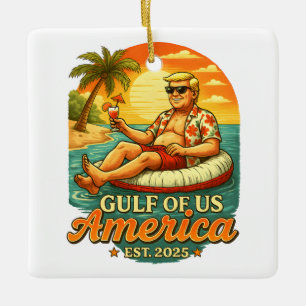 Vintage Funny Trump America's Gulf 2025 Ceramic Ornament