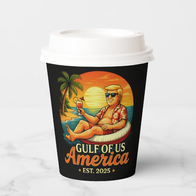 Vintage Funny Trump America's Gulf 2025 Paper Cups (Front)