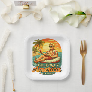 Vintage Funny Trump America's Gulf 2025 Paper Plate