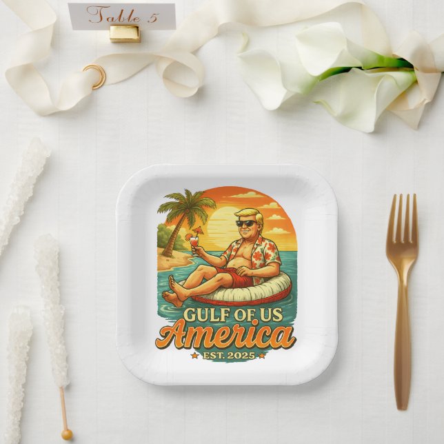 Vintage Funny Trump America's Gulf 2025 Paper Plate (Wedding)